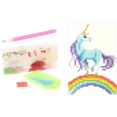 imagen de Rompecabezas de diamantes: Set de pintura de diamantes de unicornio en el arcoíris 10x15cm 2