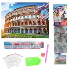 imagen de Rompecabezas de diamantes: Set de pintura de diamantes del Coliseo de Roma 30x40cm 2