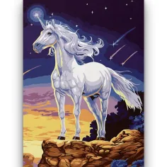 Rompecabezas de diamantes: Unicornio blanco de diamantes set de pintura 10x15cm