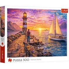 Rompecabezas de faro al atardecer de 500 piezas - Trefl