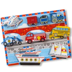 Rompecabezas de formas de madera gruesa con vehículos 9 piezas - Melissa & Doug