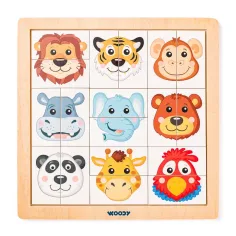 Rompecabezas de madera con cabezas de animales de Safari Montessori - Woodyland