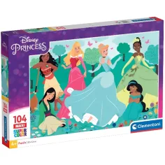 Rompecabezas maxi supercolor de 104 piezas de amigas princesas Disney - Clementoni