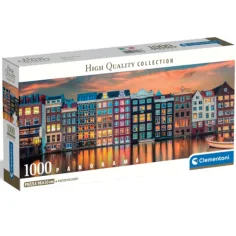 Rompecabezas panorámico brillante de Ámsterdam HQC de 1000 piezas - Clementoni