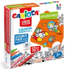 Rompecabezas reversible para colorear de aventuras 12 piezas con marcadores - Carioca