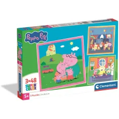 Rompecabezas Super Color de Peppa Cerdita 3x48 piezas - Clementoni