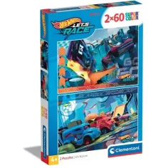 Rompecabezas Supercolor 2x60 piezas de Hotwheels - Clementoni