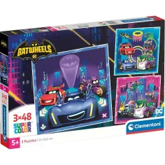 Rompecabezas Supercolor 3x48 piezas Batwheels - Clementoni