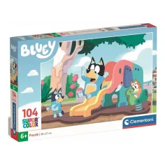 Rompecabezas Supercolor de 104 piezas de Bluey el perro deslizándose - Clementoni