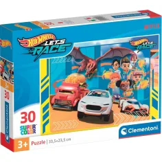 Rompecabezas Supercolor de 30 piezas de Hotwheels - Clementoni