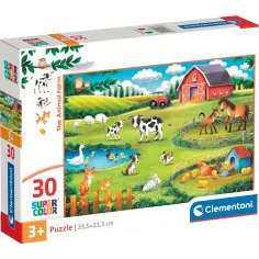 Rompecabezas Supercolor de 30 piezas de la granja de animales - Clementoni