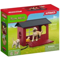Schleich Farm World – Casa de Perro Golden Retriever con cachorros (42722)