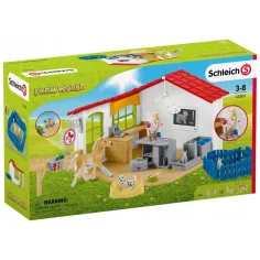 imagen de Schleich: Farm World - Consultorio veterinario con potro y mascotas (42502) 1