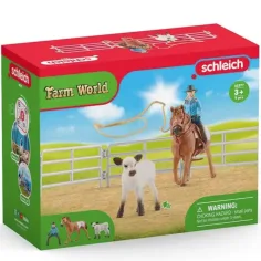 Schleich: Farm World - Set de juego de rodeo con vaquera (42577)