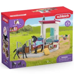 Schleich: Horse Club - Set de juego de box de caballos con yegua y potro (42611)