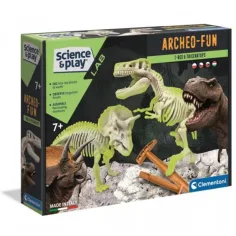 Science&Play: Archeofun T-rex y Triceratops iluminados set de arqueología - Clementoni