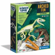Science&Play: Archeofun Velociraptor iluminador set de arqueología - Clementoni