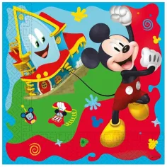Servilleta de papel de 2 capas con estampado de Mickey Mouse, paquete de 20 unidades