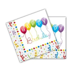 Servilleta de papel Feliz Cumpleaños 20 unidades 33x33cm