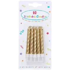 Set de 10 velas de color dorado retorcidas
