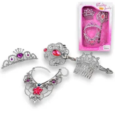Set de belleza de princesa con tiara, collar y varita mágica