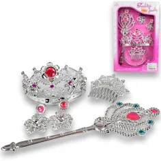Set de belleza de princesa con tiara, horquilla, pendientes y varita mágica