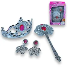 Set de belleza de princesa con tiara, varita mágica y pendientes
