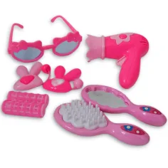 Set de belleza rosa de 8 piezas con secador de pelo, gafas de sol y accesorios