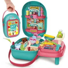 Set de compras portátil de 47 piezas en bolsa turquesa