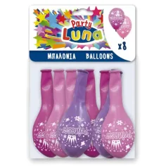 Set de globos de fiesta con tiara rosa de 8 unidades