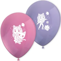 Set de globos de látex con diseño de Gabi casa de muñecas 8 unidades