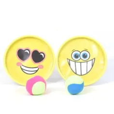 Set de juego de habilidad con pelota catch amarilla con diseño de Smiley