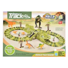 Set de juego de parque de dinosaurios con cochecito, 140 piezas