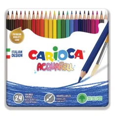 Set de lápices de colores acuarelables de 24 unidades en caja de metal - Carioca