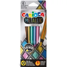 Set de lápices de colores metálicos en forma de triángulo de 6 piezas - Carioca