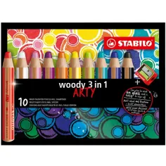 Set de lápices de colores Stabilo Woody 3in1 ARTY de 10 unidades
