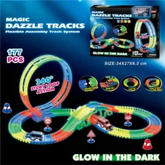 Set de pista que brilla en la oscuridad con loop y cochecito de 177 piezas