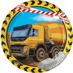 Set de platos de papel de 8 piezas con maquinaria de construcción de 20 cm