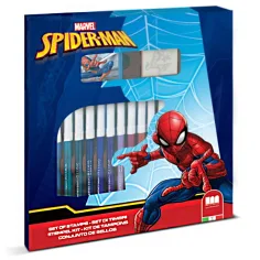 Set de sellos de Spiderman de 18 piezas con rotuladores - Multiprint