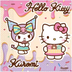 Set de servilletas de papel Hello Kitty y Kuromi - 2 capas, 33x33cm, 20uds