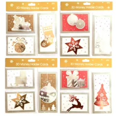 Set de tarjetas de felicitación 3D de Navidad con sobre en varias versiones de 3 unidades