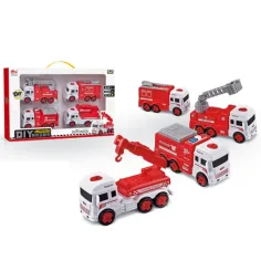 Set de vehículos de bomberos desmontables de 4 piezas