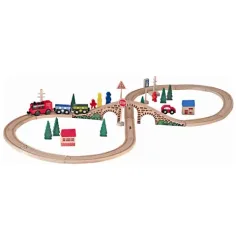 Set de vía de tren de madera de 8 piezas