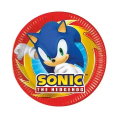 Sonic el erizo set de platos de papel de 8 piezas de 20 cm