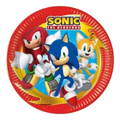 Sonic el erizo set de platos de papel de 8 piezas de 23 cm