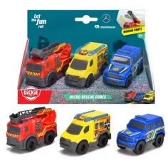 SOS Micro coches de rescate set de 3 piezas 9cm - Dickie Toys