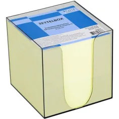 Spirit: Bloc de notas amarillo en contenedor transparente de 900 hojas 9x9x9cm