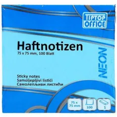 Spirit: Bloc de notas autoadhesivo azul neón de 100 hojas, 75x75mm