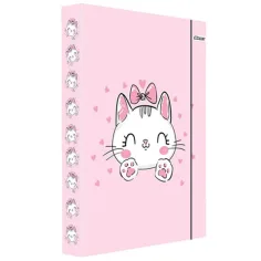 Spirit: Caja de cuadernos con estampado de gato rosa con banda de goma en tamaño A/4
