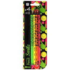 Spirit: Conjunto de 4 lápices de grafito HB triangulares negros con diseño de huella